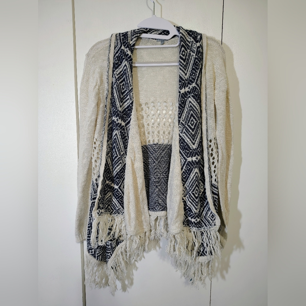Charlotte Russe Cream and Black Patterned Sweater
